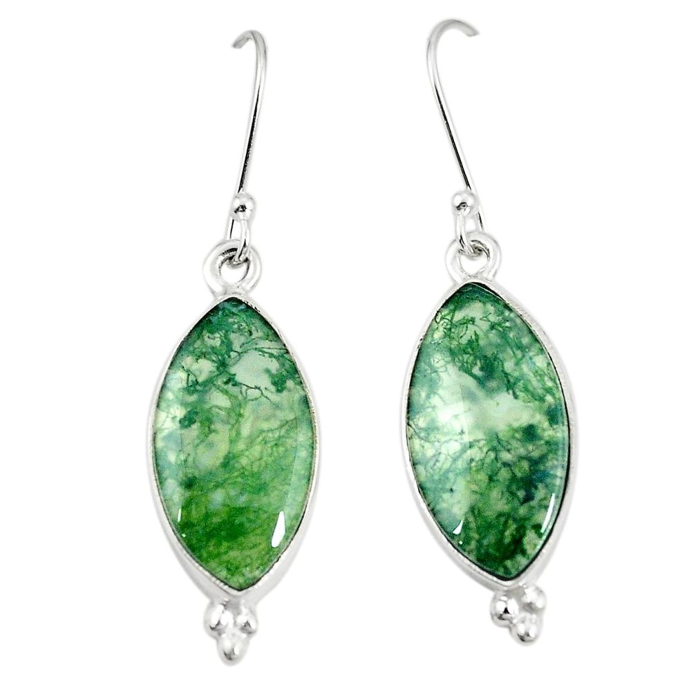 Natural green moss agate 925 sterling silver earrings jewelry m36295