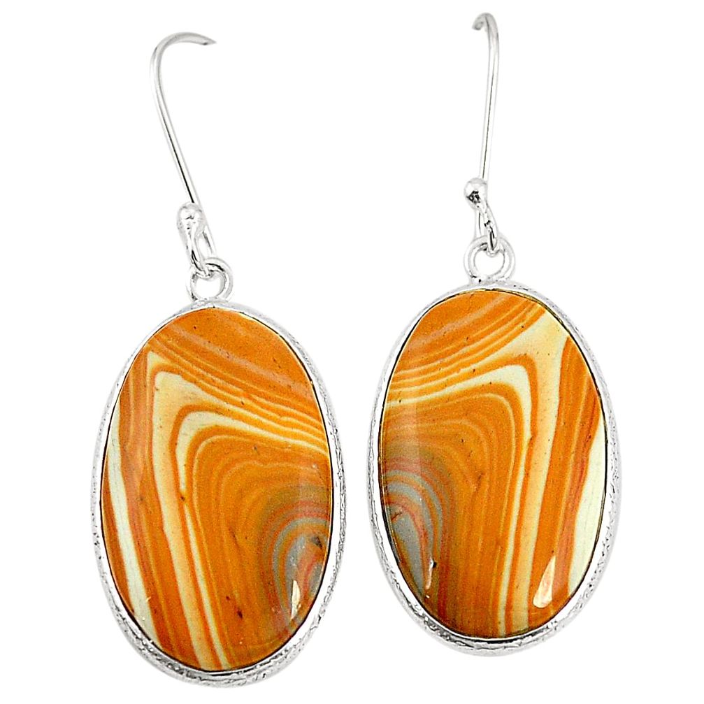 Natural yellow snakeskin jasper 925 sterling silver earrings jewelry m36301