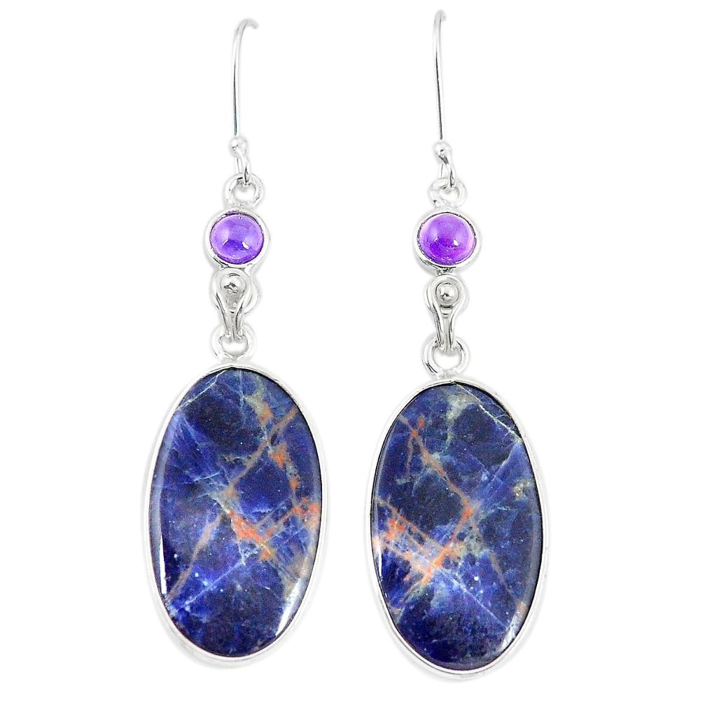 925 silver natural orange sodalite amethyst dangle earrings jewelry m36453