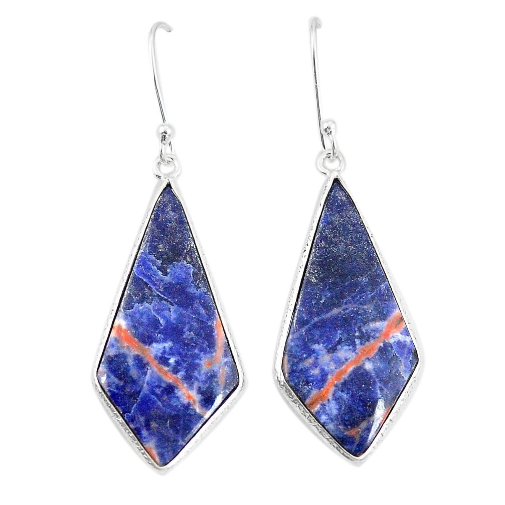 Natural orange sodalite 925 sterling silver dangle earrings m36455