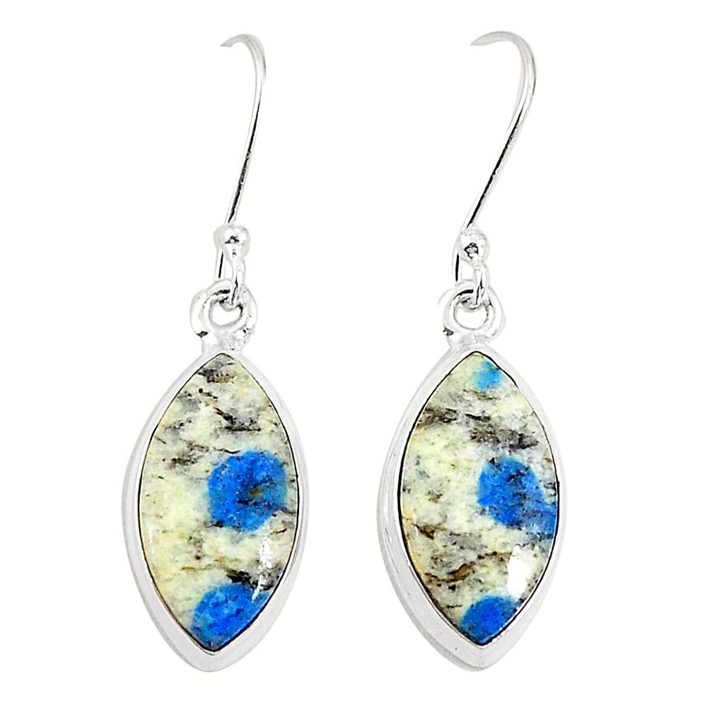 925 silver natural k2 blue (azurite in quartz) dangle earrings jewelry m36504