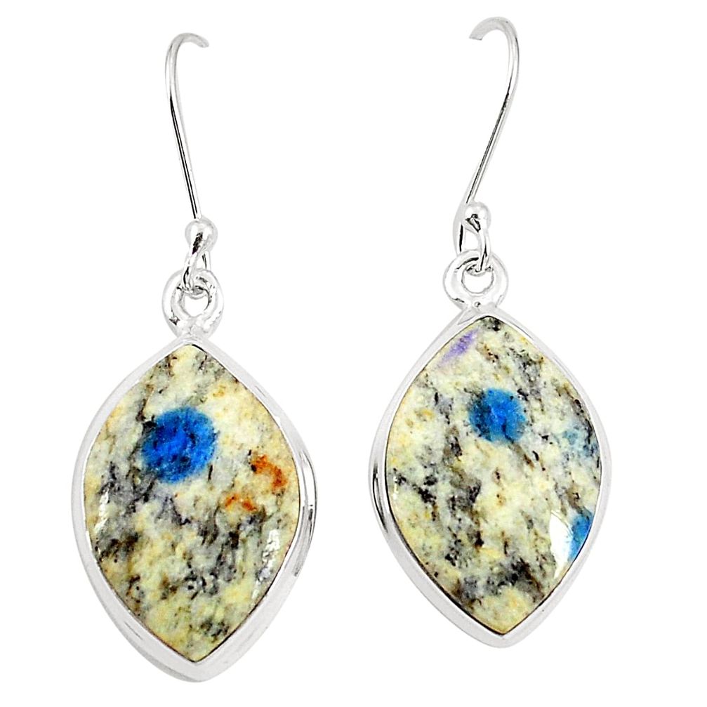 Natural k2 blue (azurite in quartz) 925 silver dangle earrings jewelry m36505