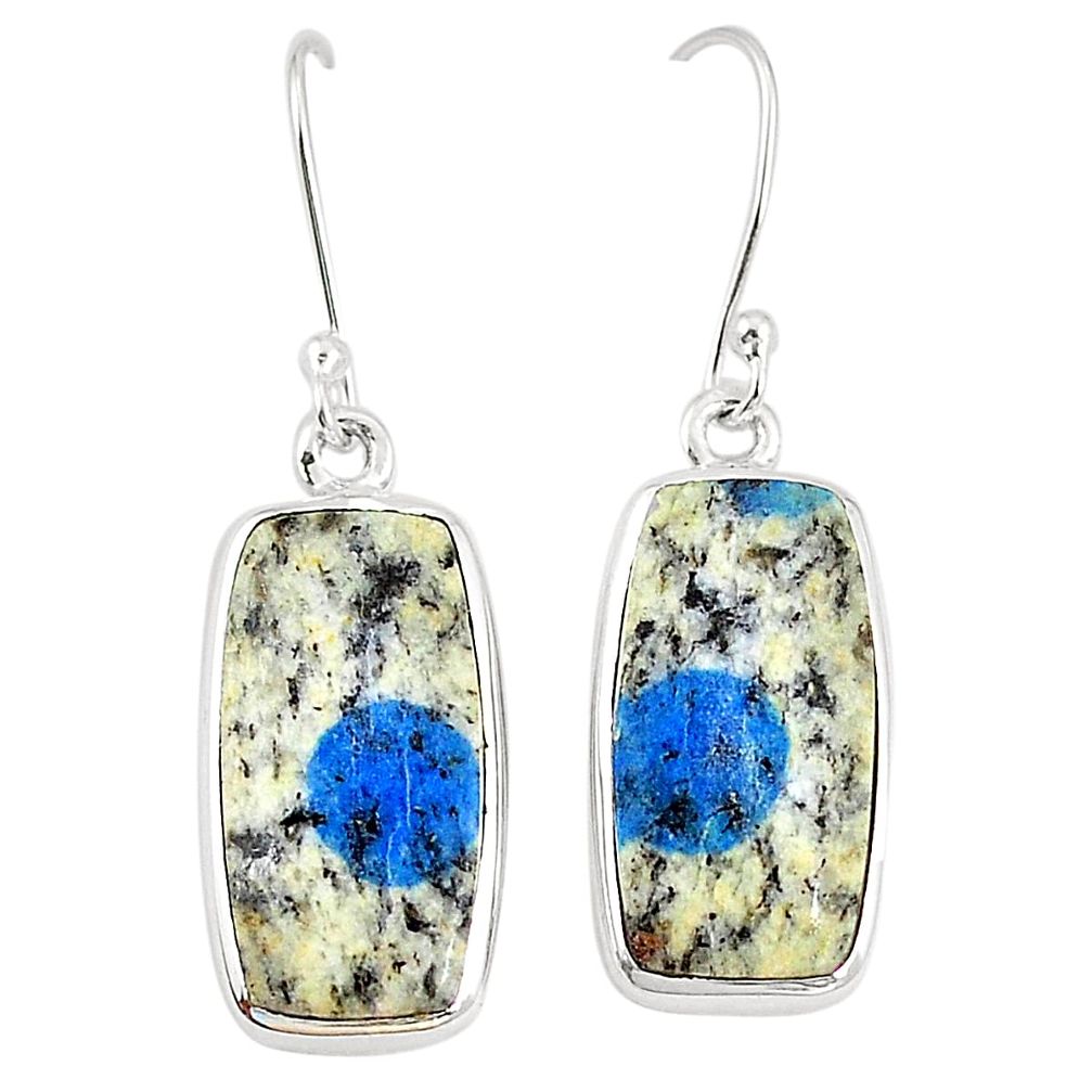 Natural k2 blue (azurite in quartz) 925 silver dangle earrings jewelry m36511