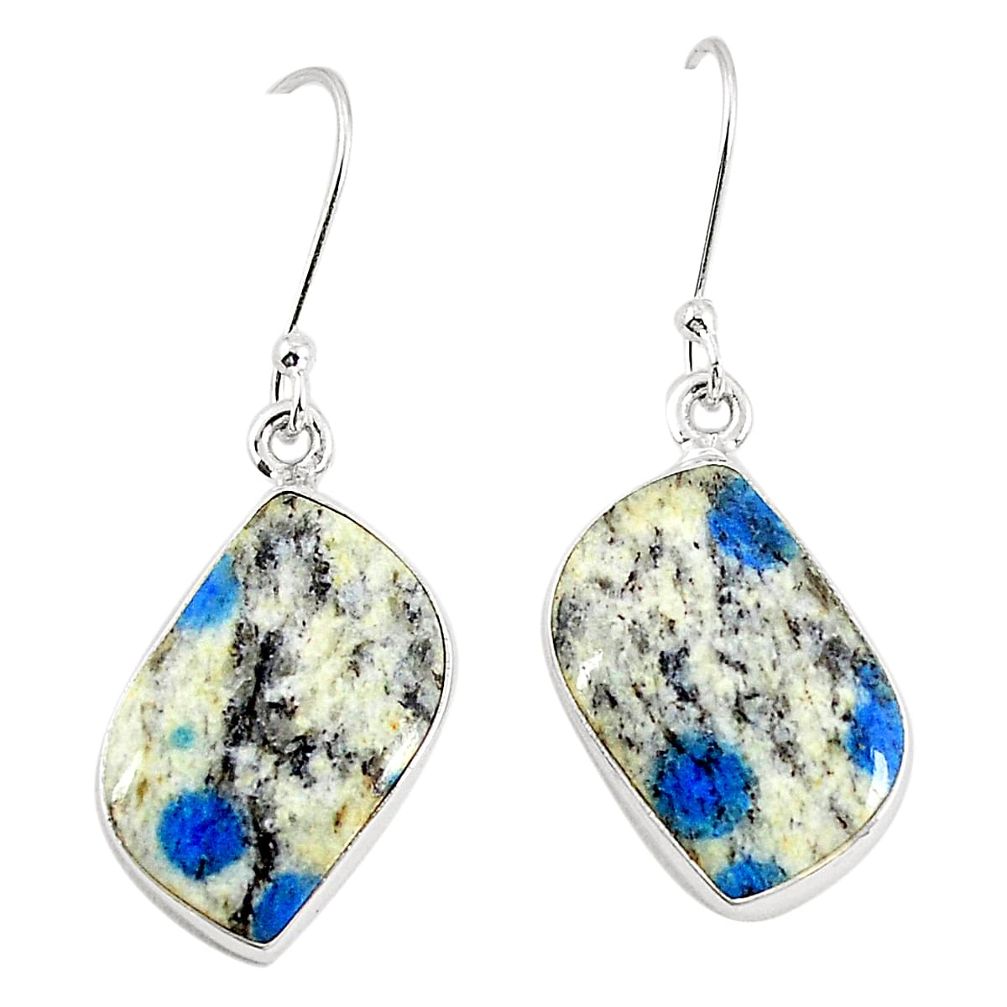 Natural k2 blue (azurite in quartz) 925 silver dangle earrings jewelry m36513