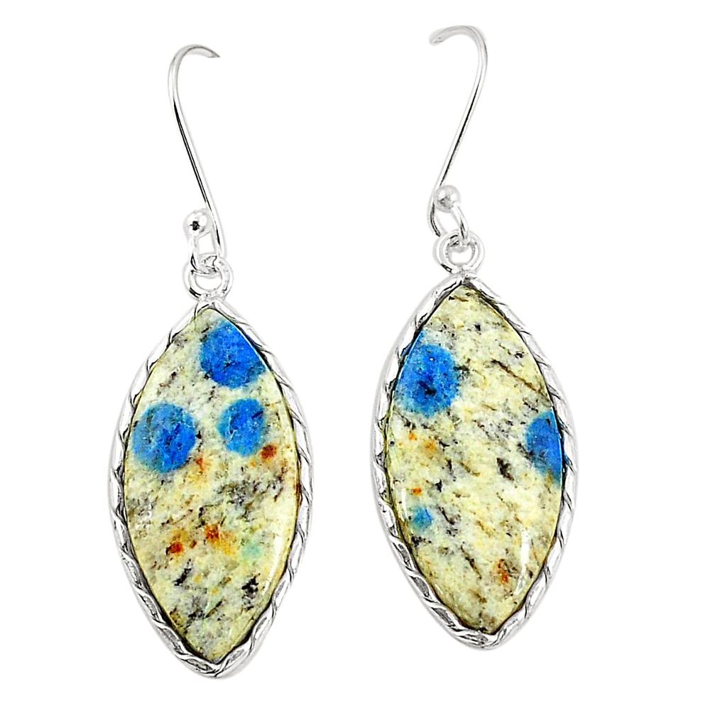 925 silver natural k2 blue (azurite in quartz) dangle earrings jewelry m36515