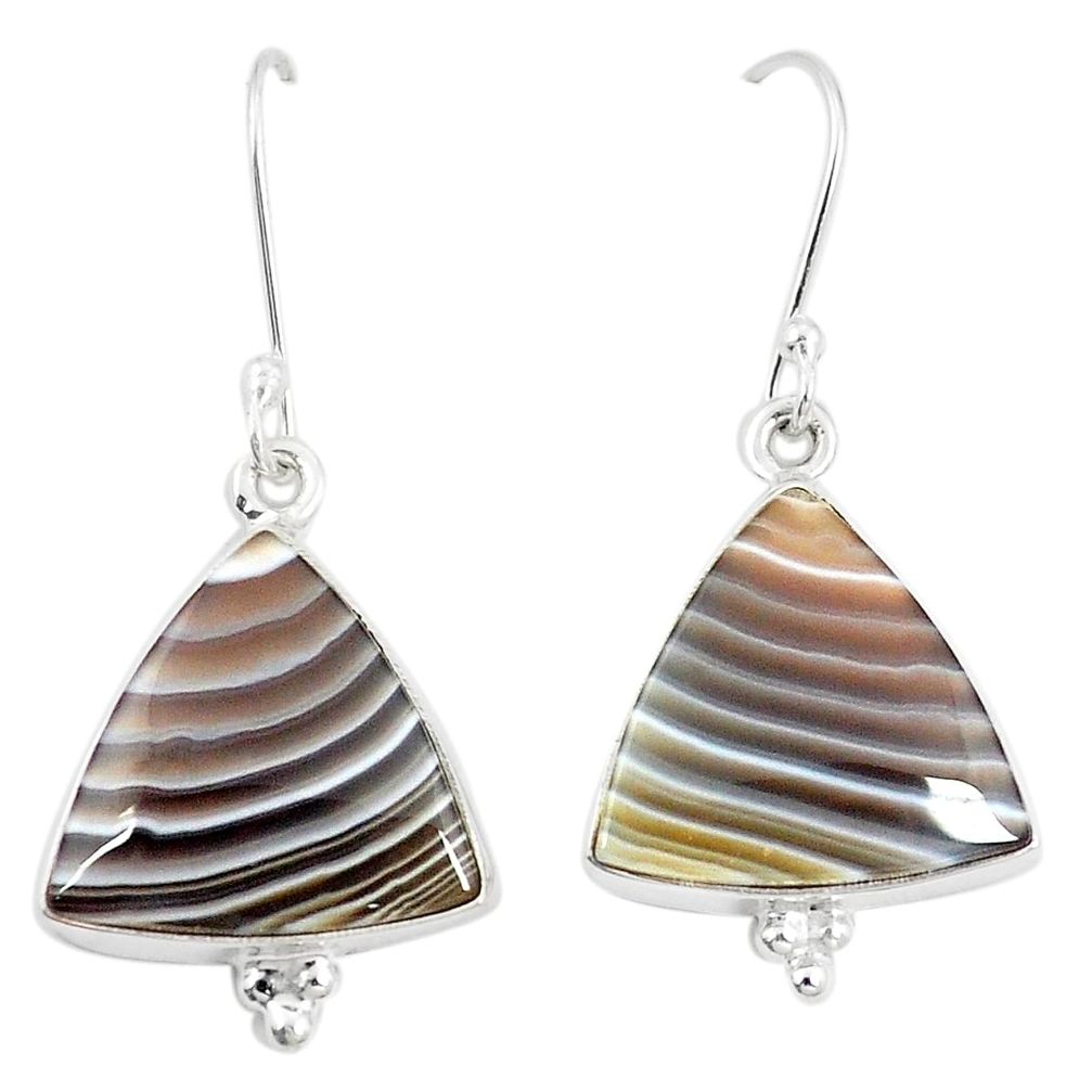 925 sterling silver natural brown botswana agate dangle earrings m36539