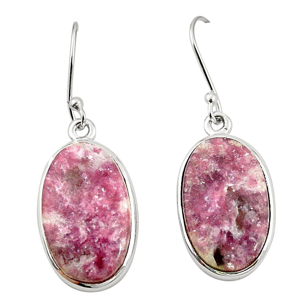 Natural purple lepidolite 925 sterling silver dangle earrings m36863
