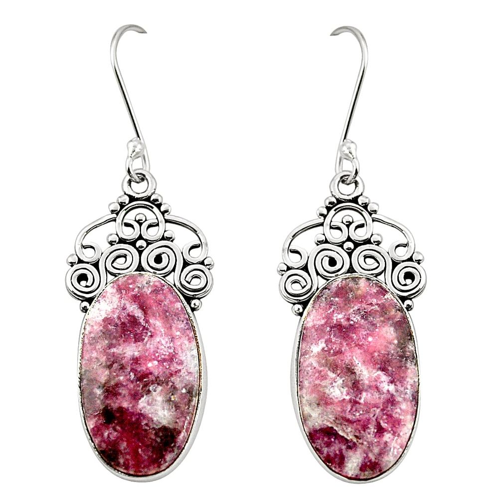 Natural purple lepidolite 925 sterling silver dangle earrings m36872