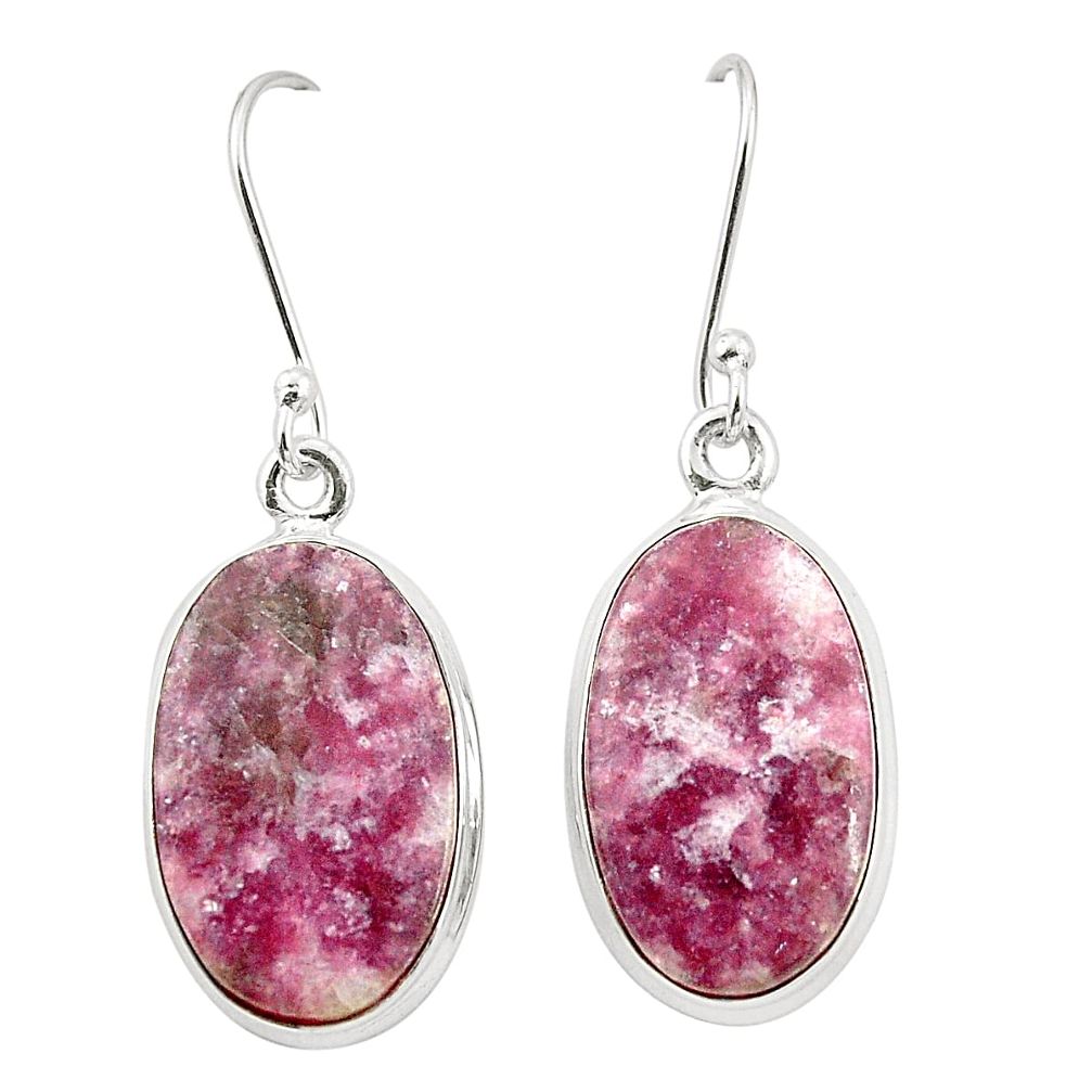 Natural purple lepidolite 925 sterling silver dangle earrings m36878