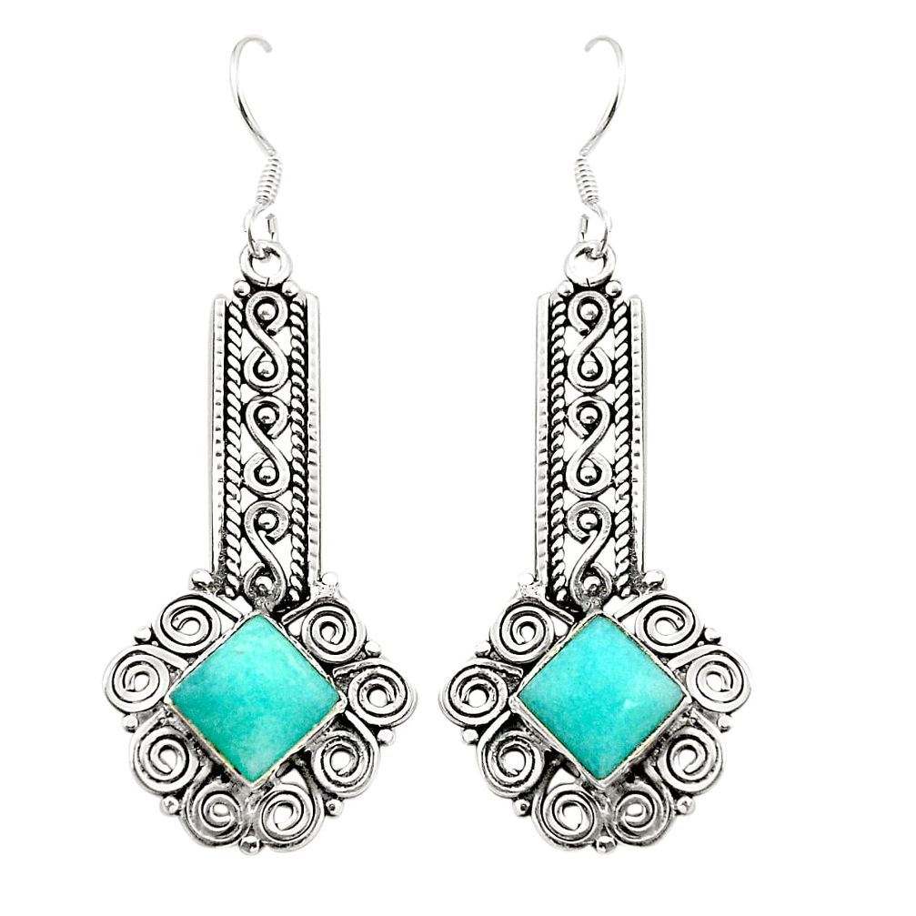 925 silver natural green peruvian amazonite dangle earrings jewelry m36956