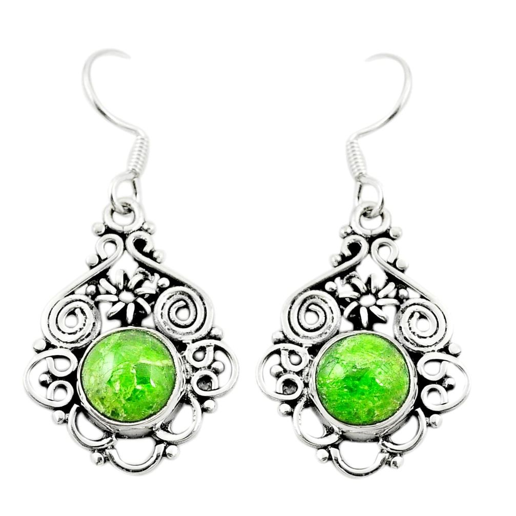 Natural green chrome diopside 925 sterling silver dangle earrings m36962