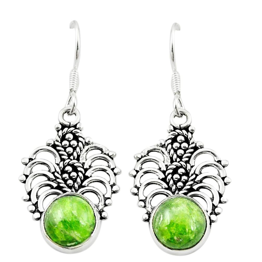 Natural green chrome diopside 925 sterling silver dangle earrings m36964