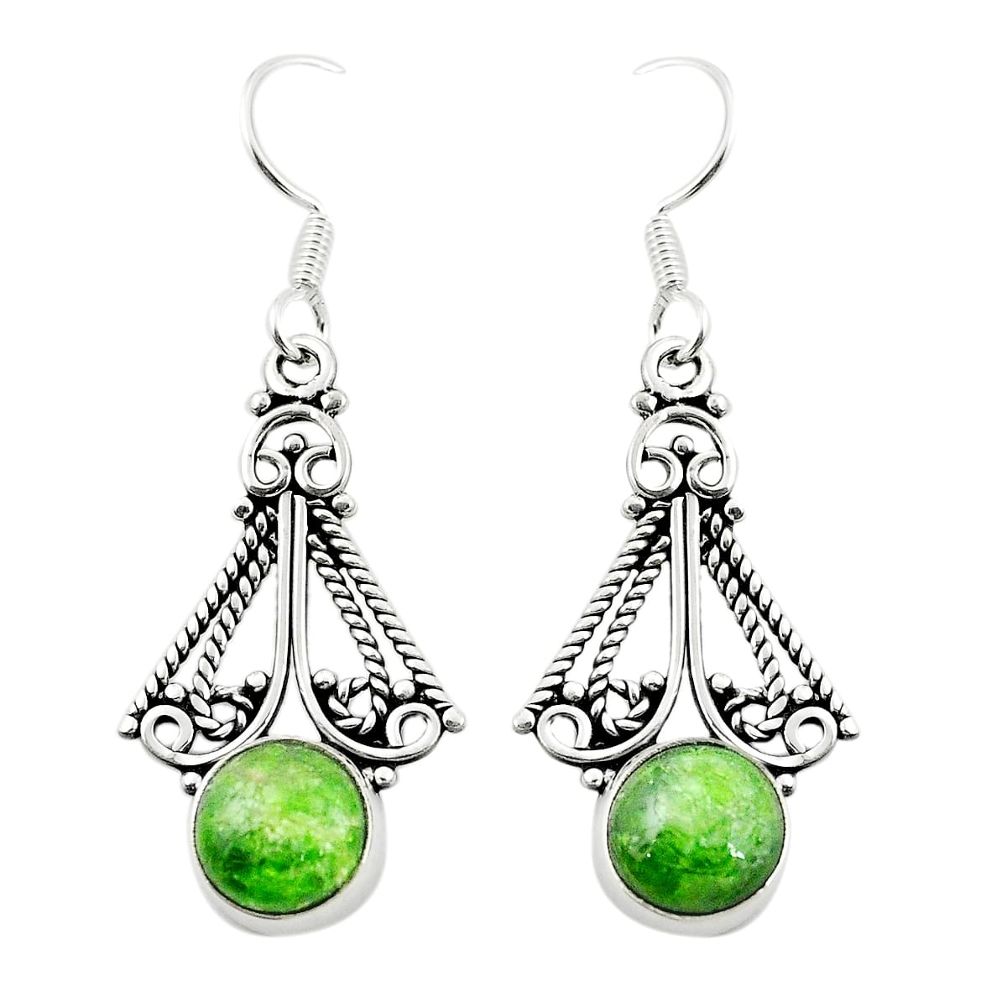 Natural green chrome diopside 925 sterling silver dangle earrings m36969