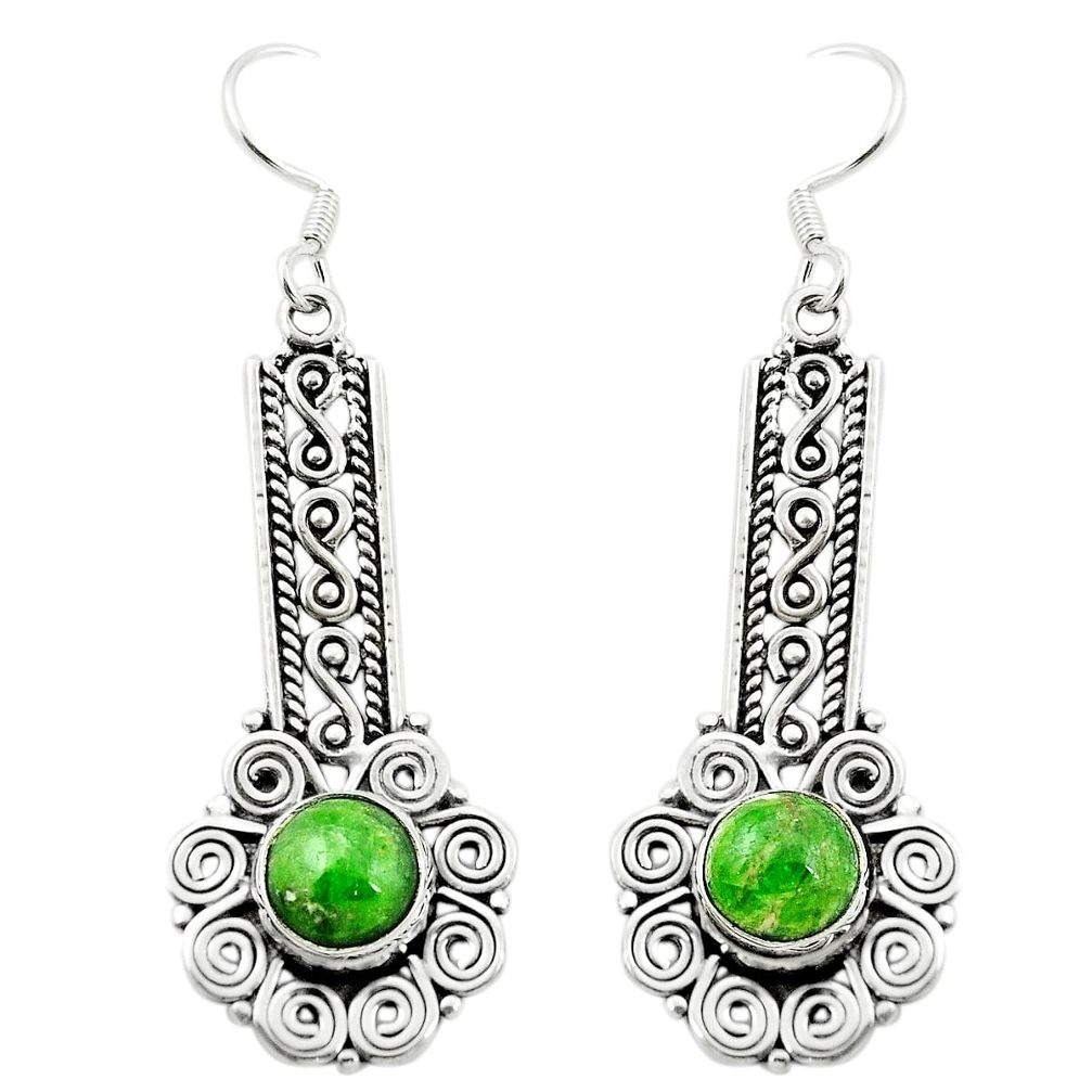 Natural green chrome diopside 925 sterling silver dangle earrings m36971