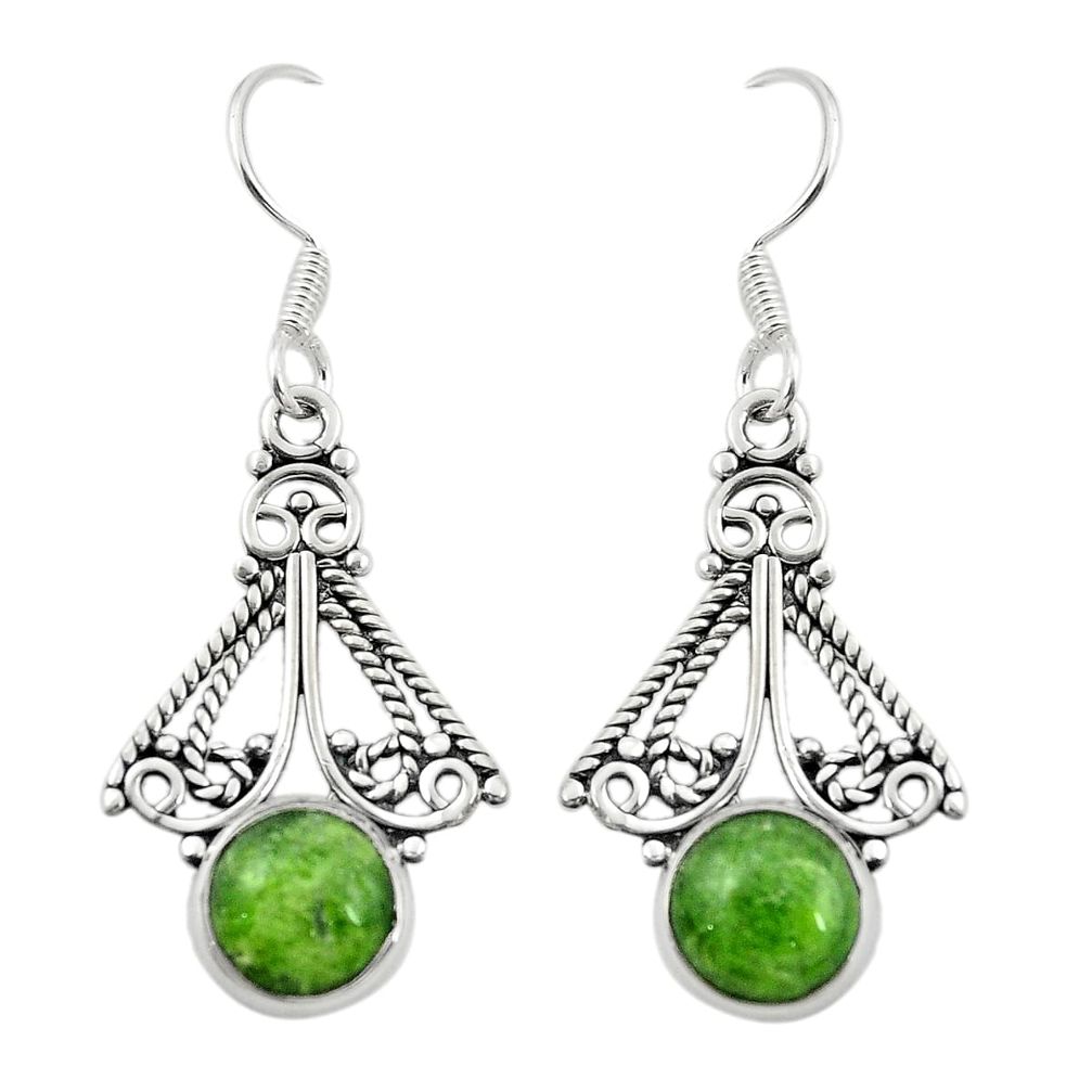 Natural green chrome diopside 925 sterling silver dangle earrings m36973