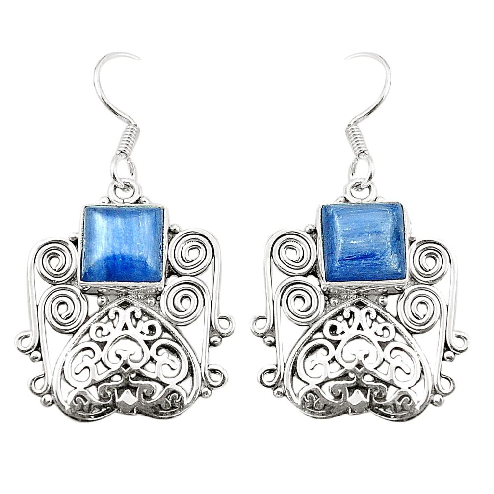 Natural blue kyanite 925 sterling silver heart love earrings jewelry m36995