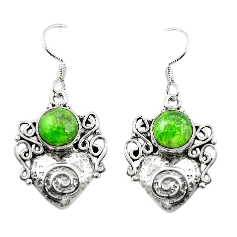Natural green chrome diopside 925 sterling silver dangle earrings m37058