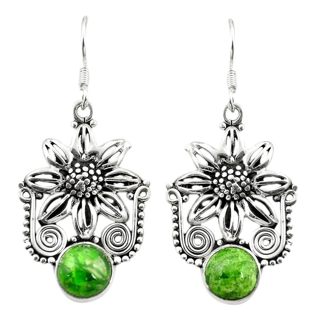 925 sterling silver natural green chrome diopside dangle earrings m37060