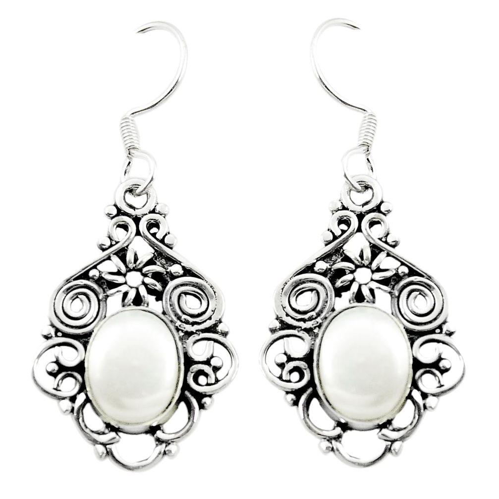 Natural white pearl 925 sterling silver dangle earrings jewelry m37211