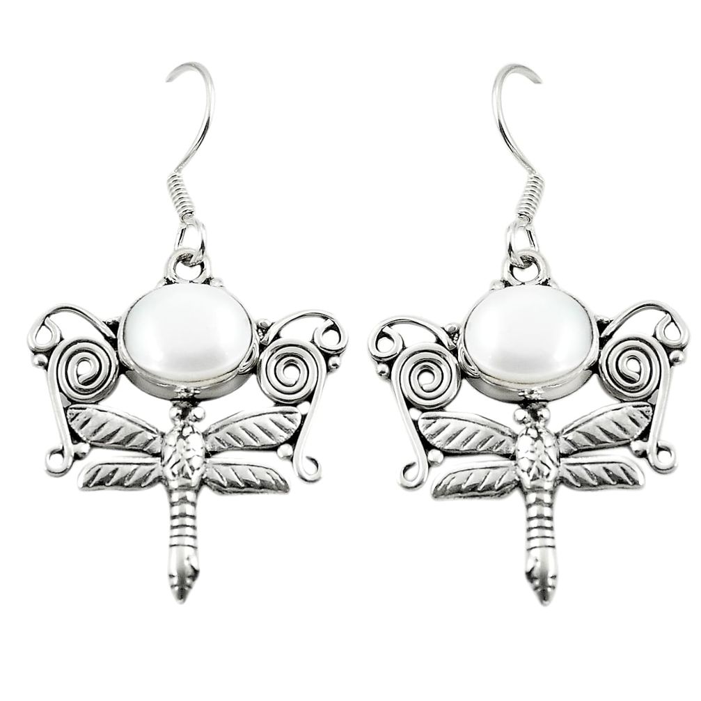 925 sterling silver natural white pearl dragonfly earrings jewelry m37218