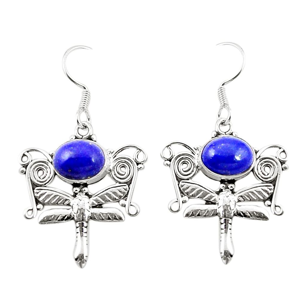 Natural blue lapis lazuli 925 sterling silver dragonfly earrings m37229