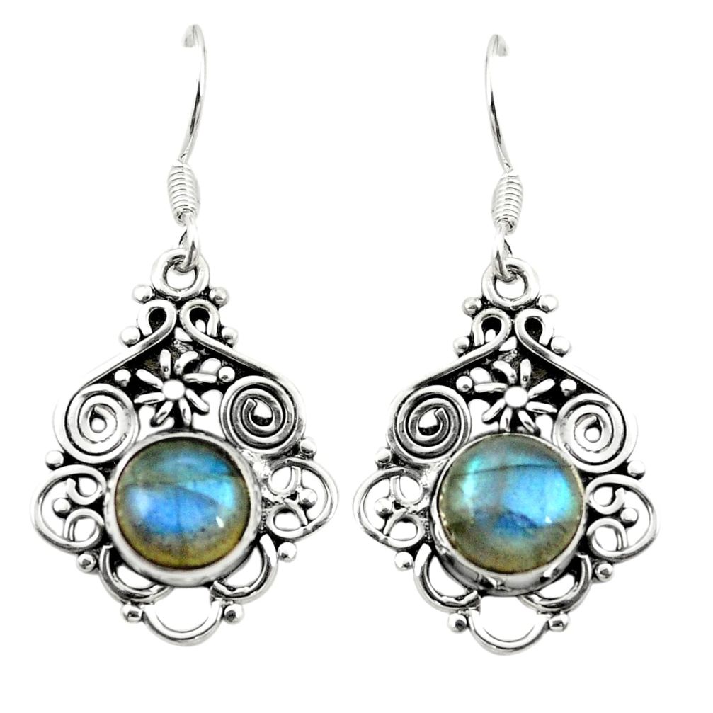 Natural blue labradorite 925 sterling silver dangle earrings m37255