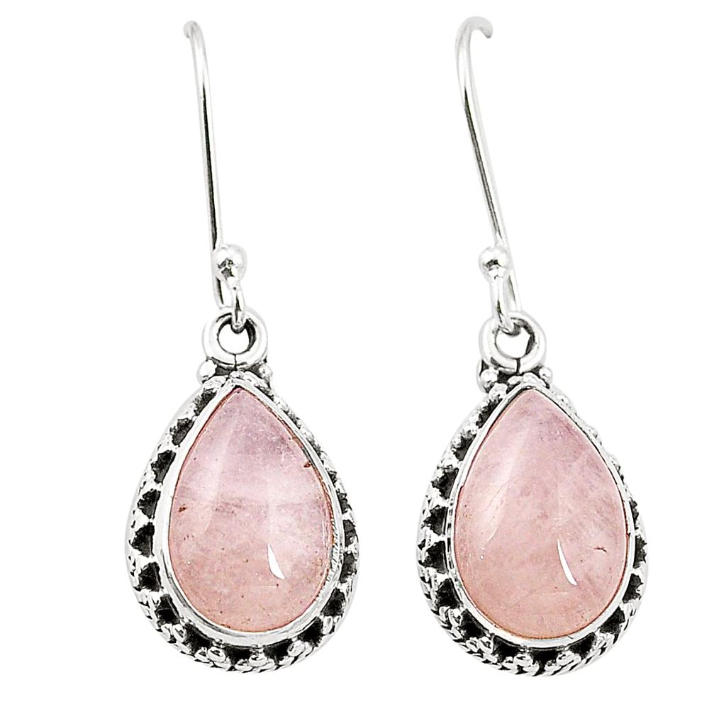 Natural pink morganite 925 sterling silver dangle earrings jewelry m37505