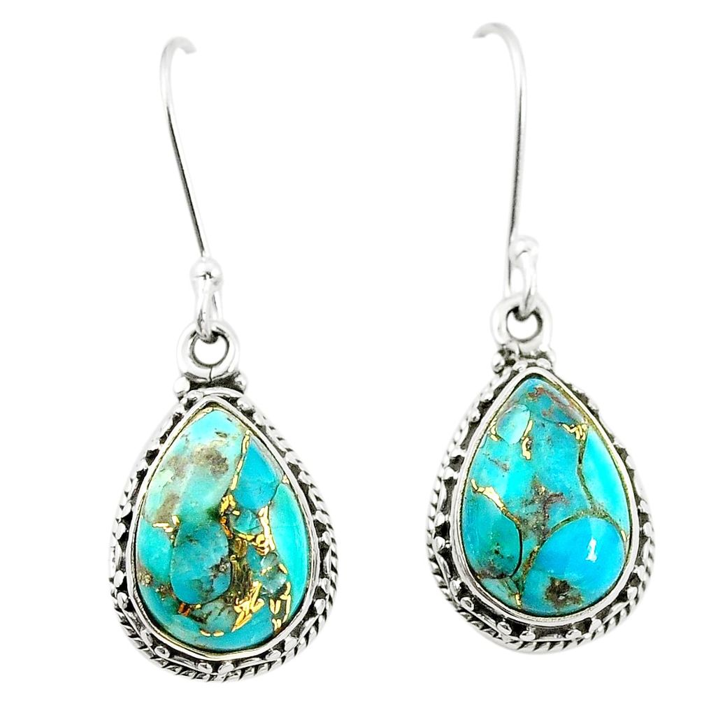 Blue copper turquoise 925 sterling silver earrings jewelry m37522