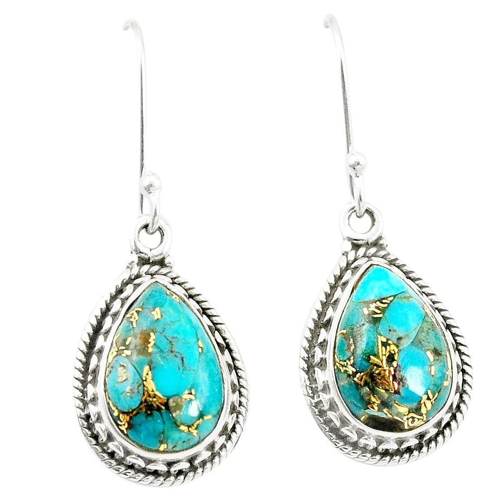 Blue copper turquoise 925 sterling silver earrings jewelry m37528
