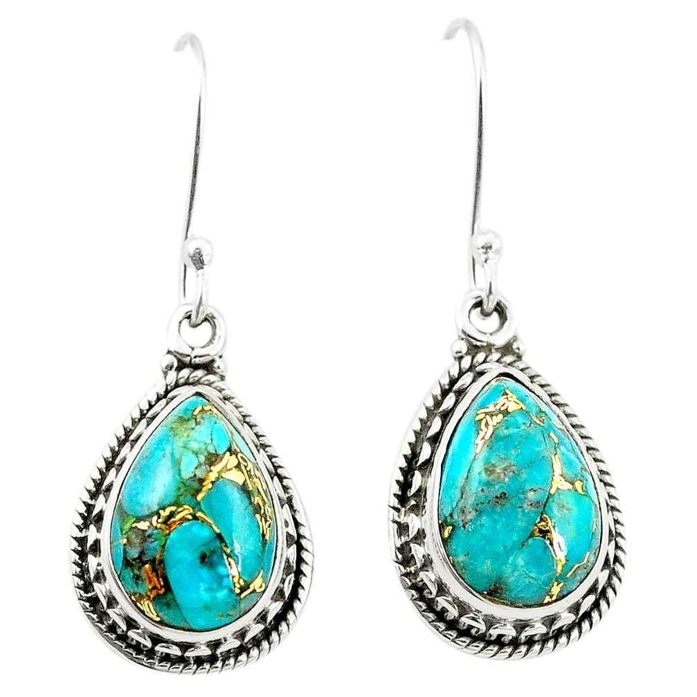 Blue copper turquoise 925 sterling silver earrings jewelry m37529