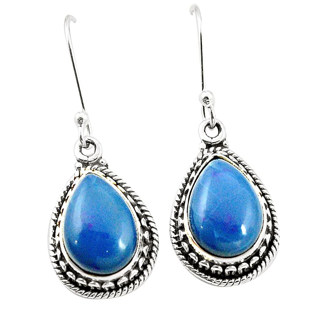 Natural blue owyhee opal 925 sterling silver dangle earrings jewelry m37543