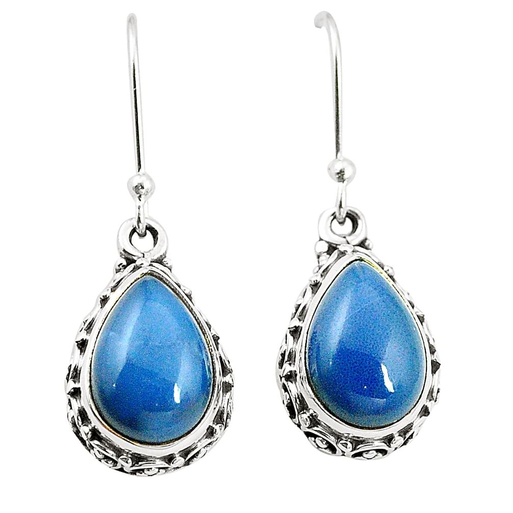 Natural blue owyhee opal 925 sterling silver dangle earrings jewelry m37544