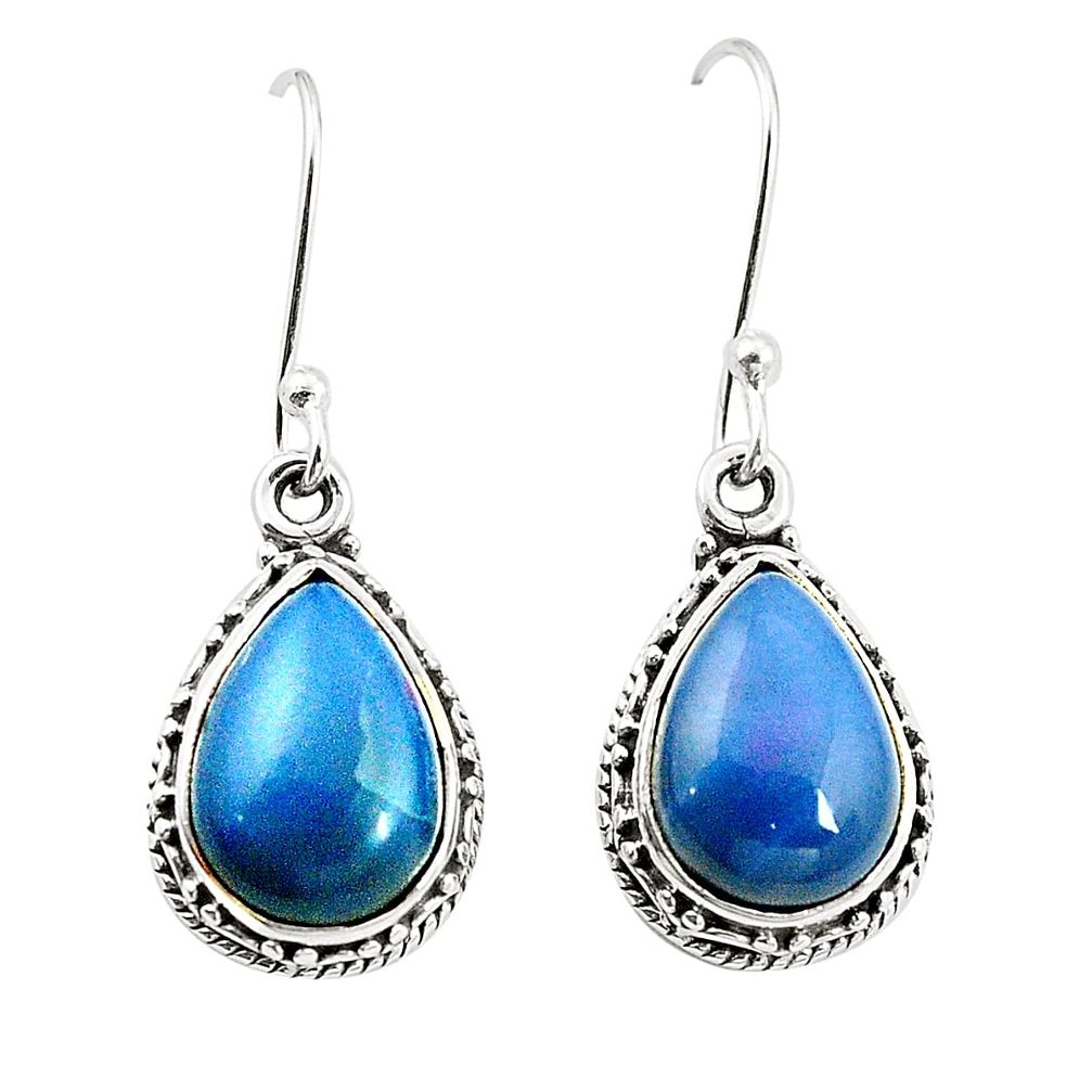 Natural blue owyhee opal 925 sterling silver dangle earrings jewelry m37546