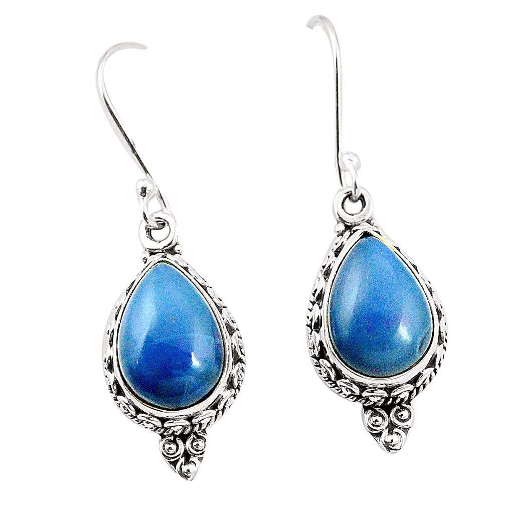 Natural blue owyhee opal 925 sterling silver dangle earrings m37558