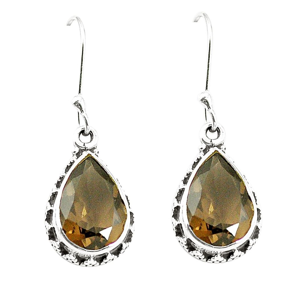 Brown smoky topaz 925 sterling silver dangle earrings jewelry m37668