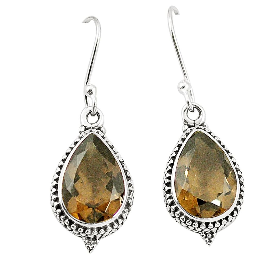 Brown smoky topaz 925 sterling silver dangle earrings jewelry m37670