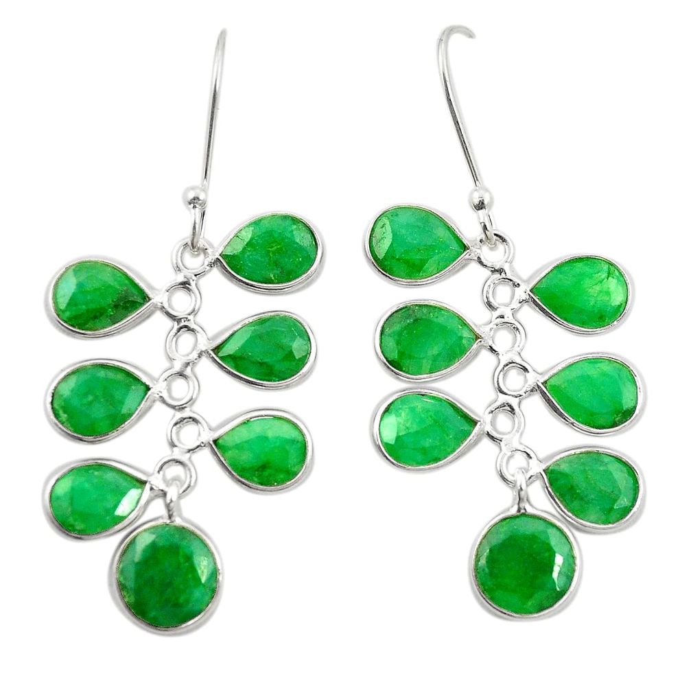 Natural green emerald 925 sterling silver dangle earrings jewelry m38014