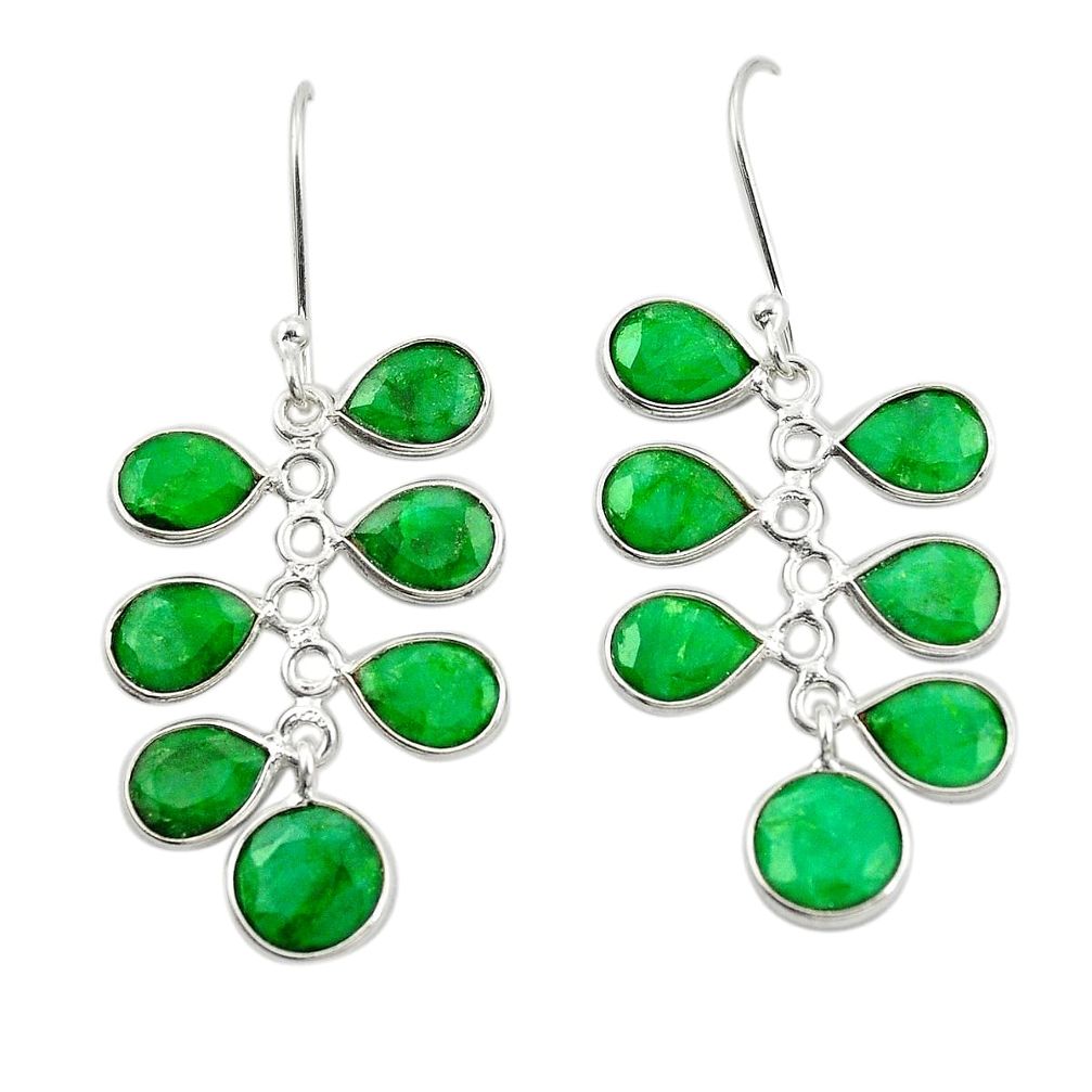 Natural green emerald 925 sterling silver dangle earrings jewelry m38020