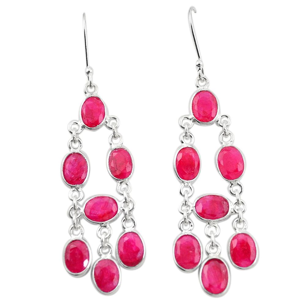 Natural red ruby 925 sterling silver dangle earrings jewelry m38030