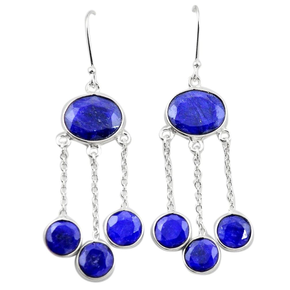 925 sterling silver natural blue sapphire dangle earrings jewelry m38044