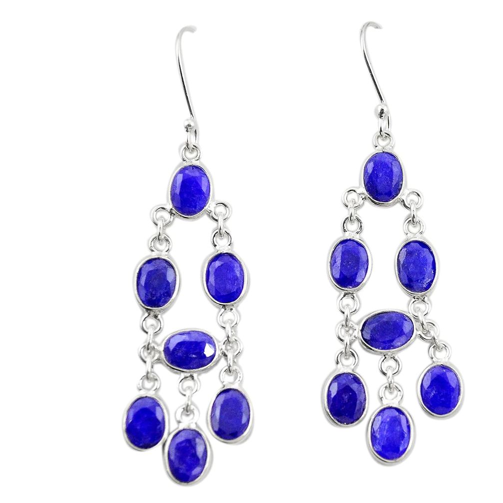 Natural blue sapphire 925 sterling silver dangle earrings jewelry m38057