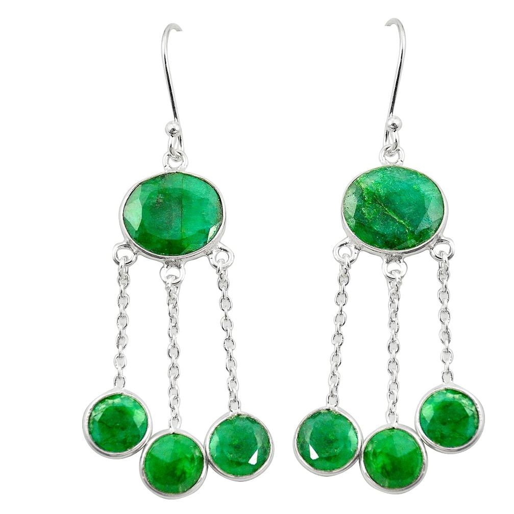 925 sterling silver natural green emerald dangle earrings jewelry m38074