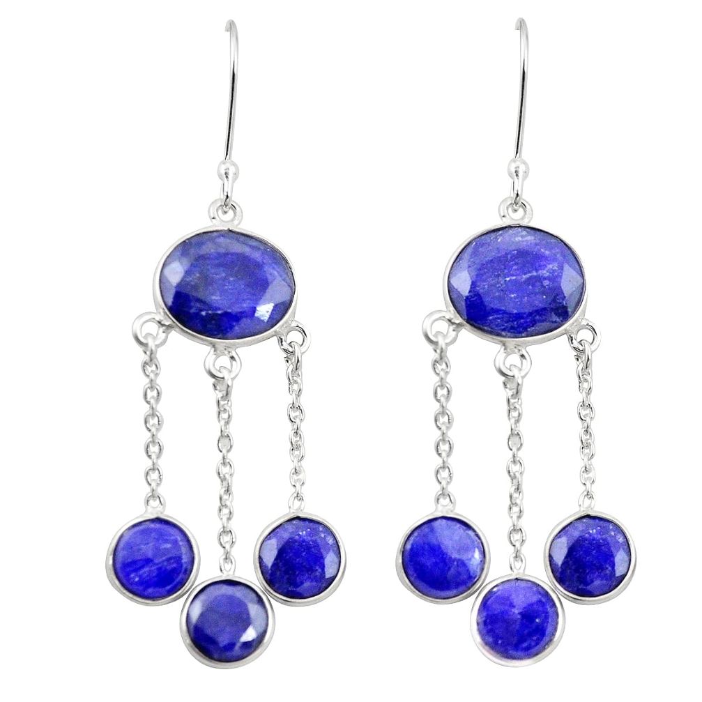 925 sterling silver natural blue sapphire dangle earrings jewelry m38078