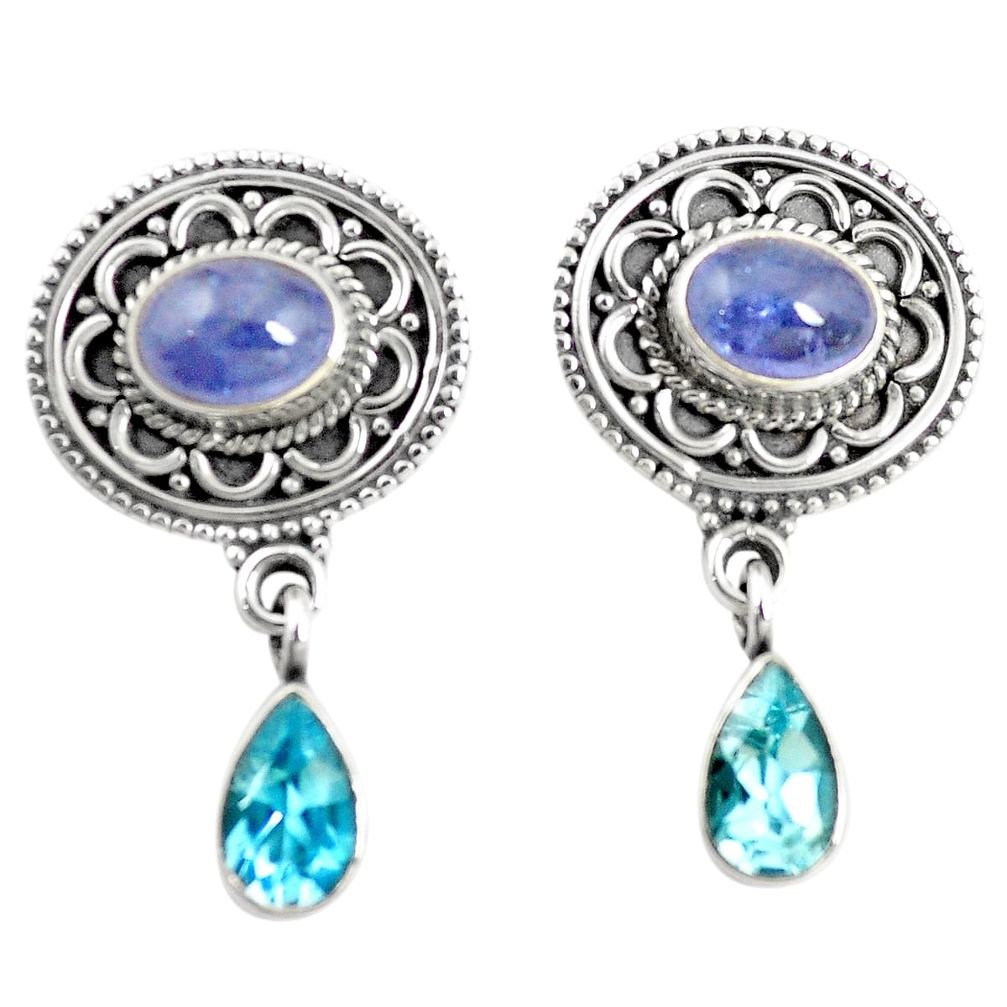 925 sterling silver natural blue tanzanite topaz dangle earrings jewelry m38372