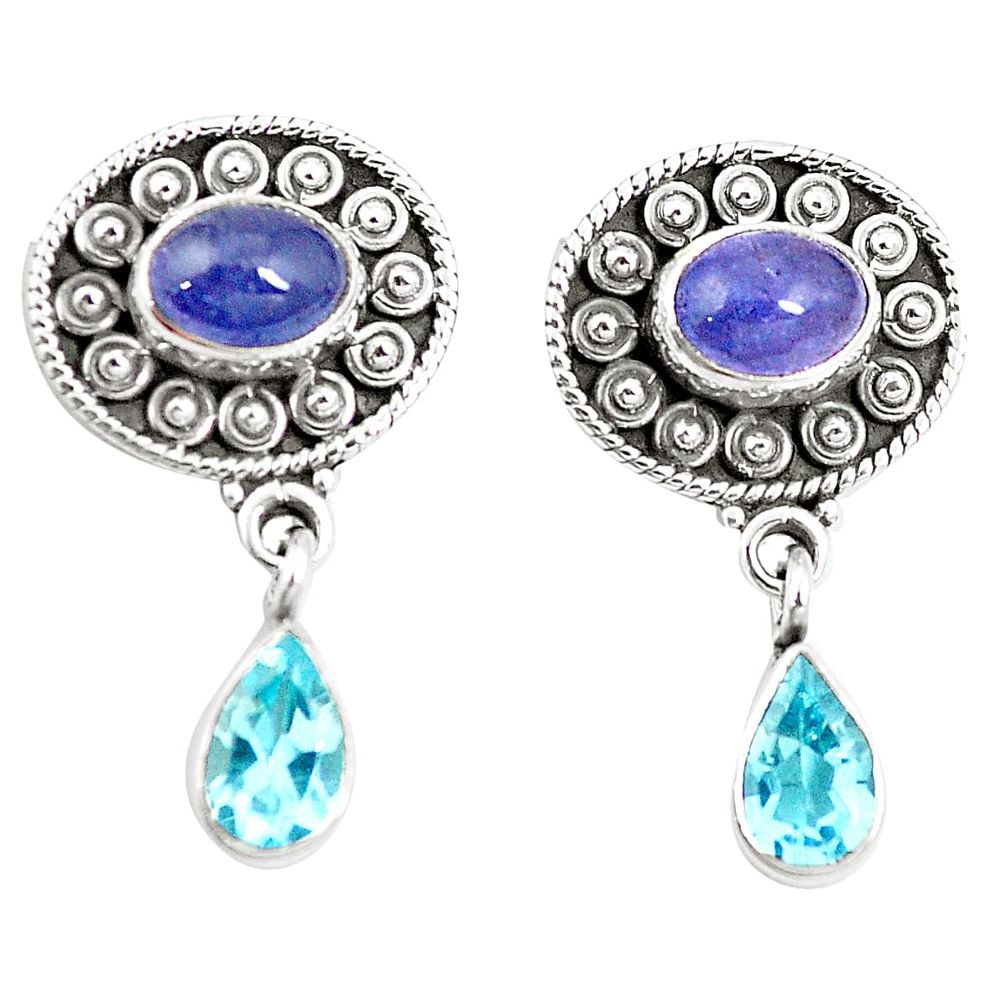 925 sterling silver natural blue tanzanite topaz earrings jewelry m38390