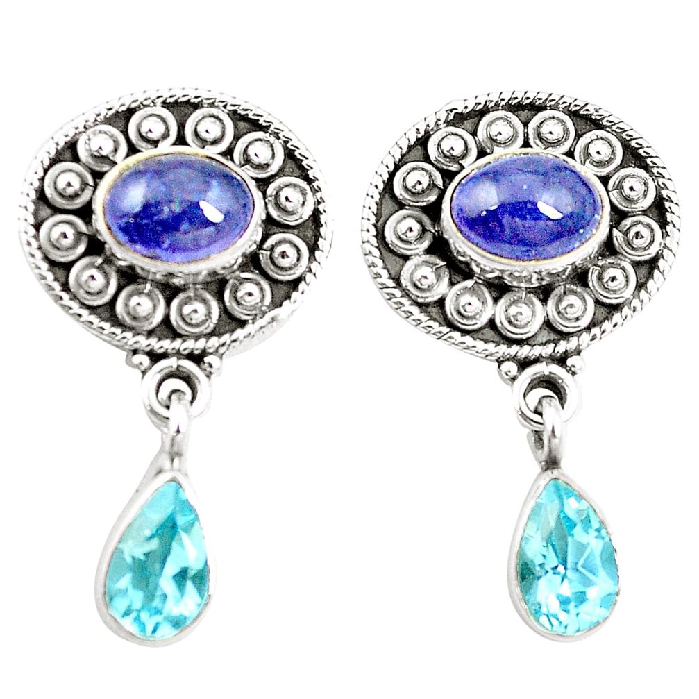 Natural blue tanzanite topaz 925 sterling silver earrings jewelry m38395