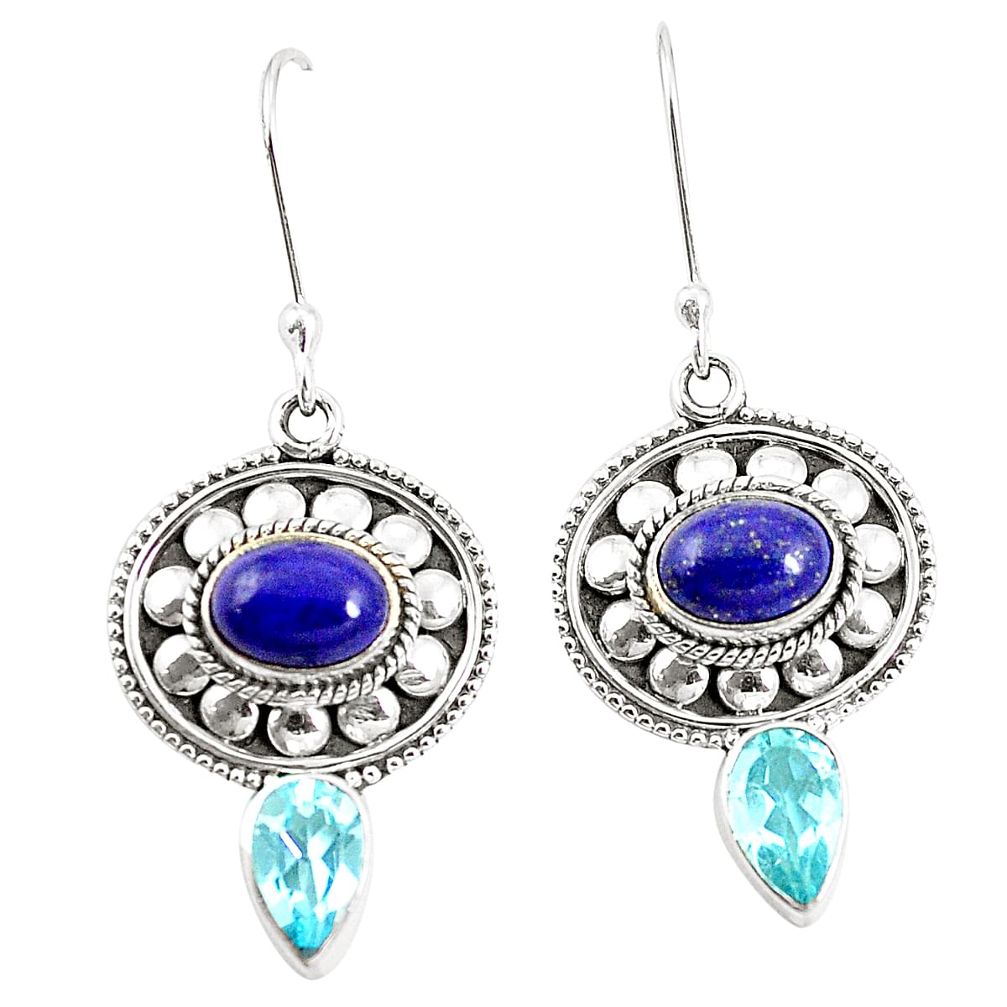 925 sterling silver natural blue lapis lazuli topaz earrings jewelry m38464