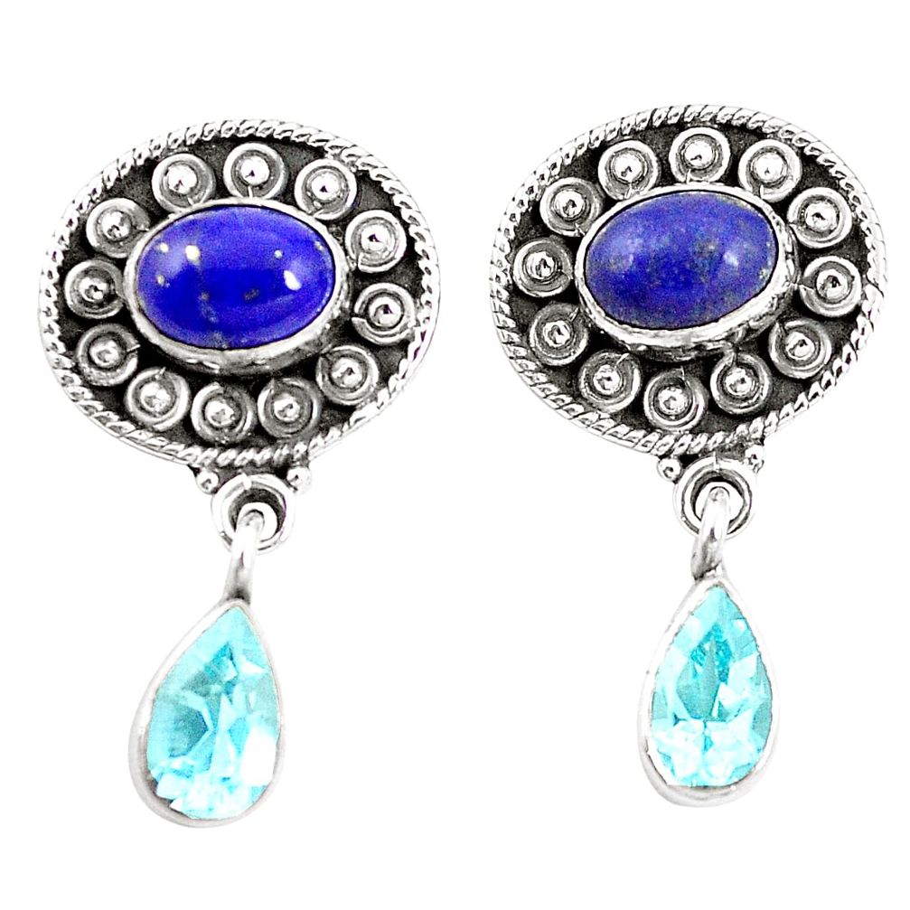 925 sterling silver natural blue lapis lazuli topaz earrings jewelry m38474