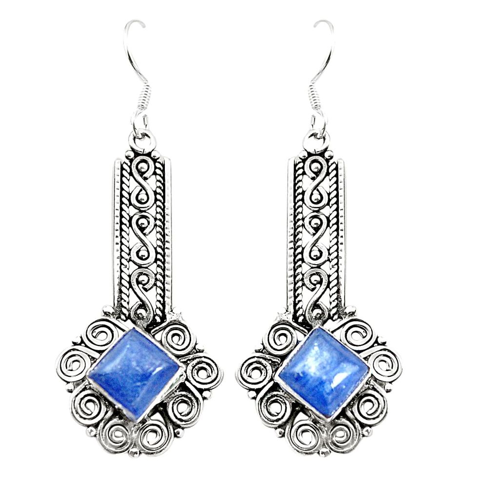 Natural blue kyanite 925 sterling silver dangle earrings jewelry m38542