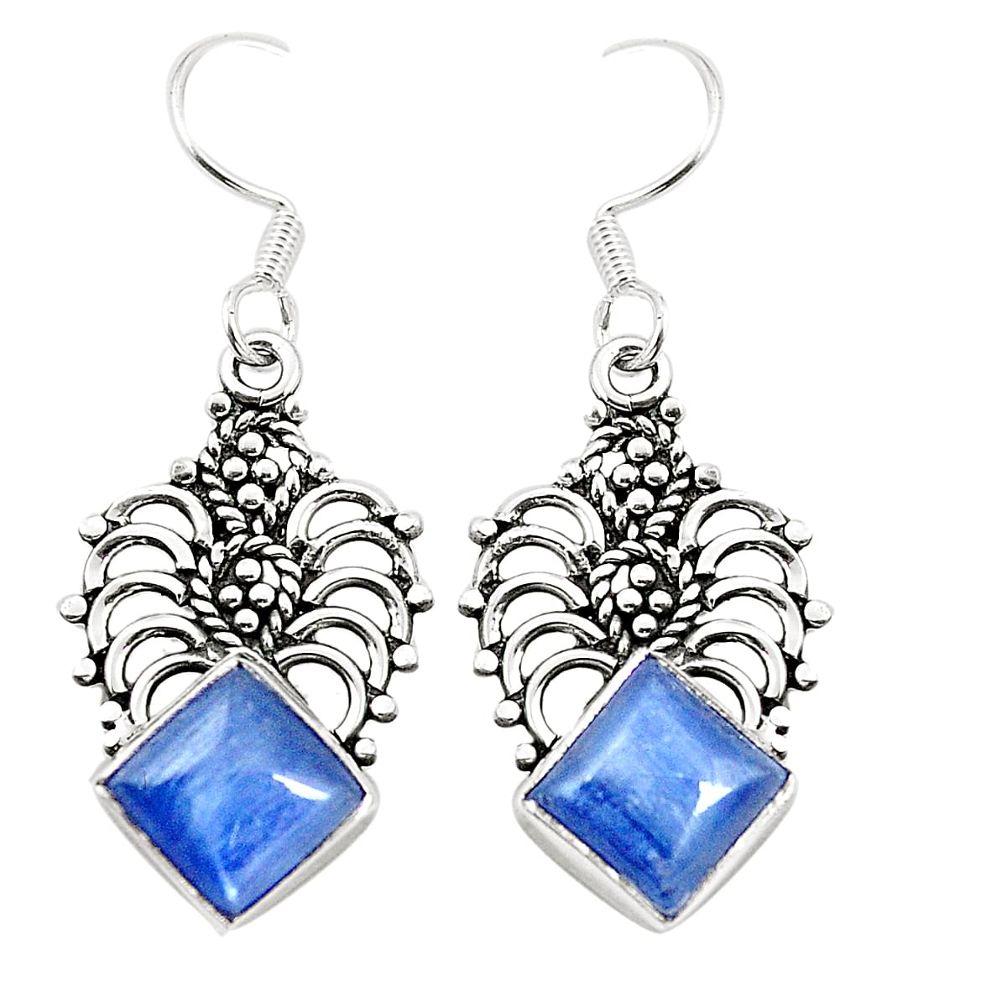 Natural blue kyanite 925 sterling silver dangle earrings jewelry m38546